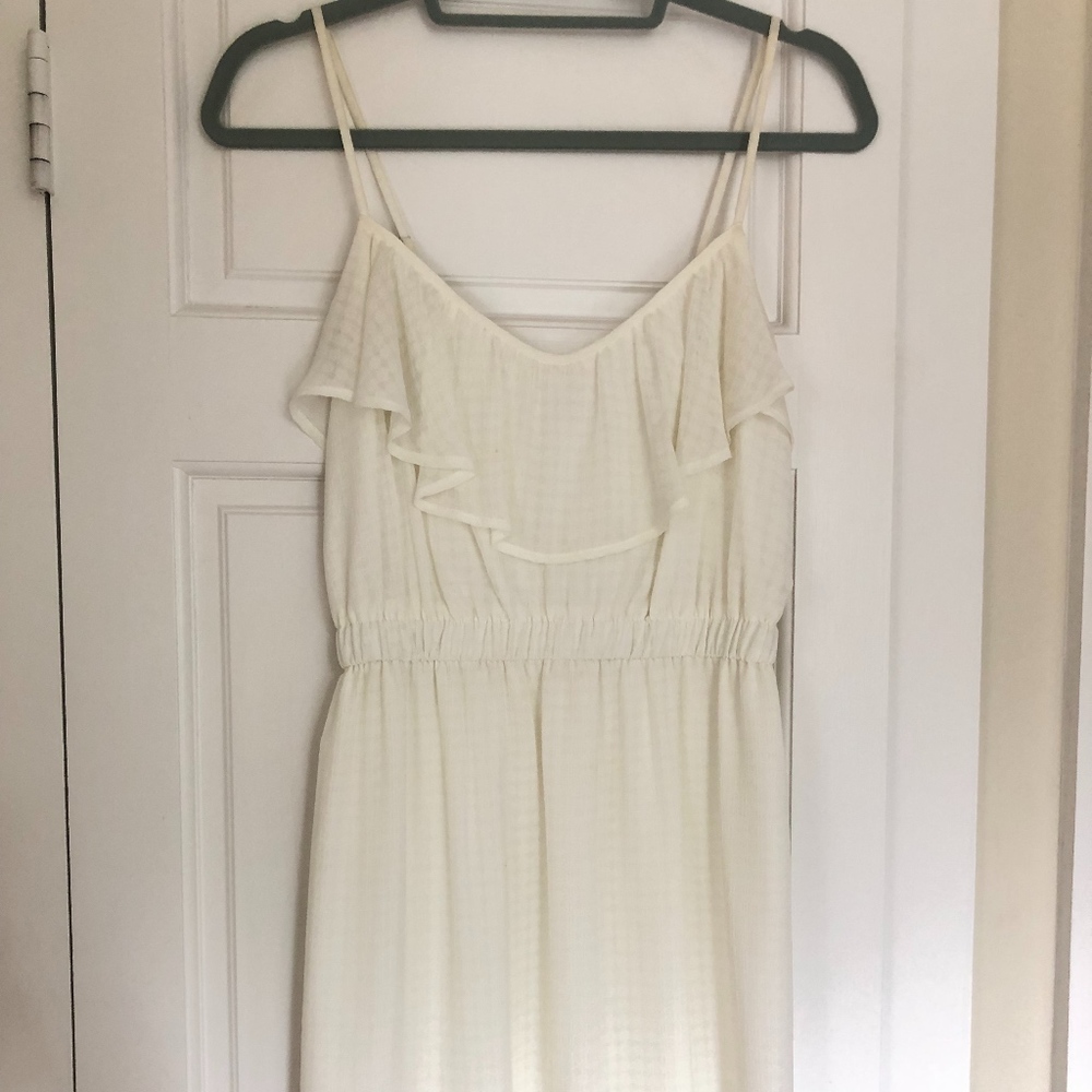 Shoshanna White Silk Ruffle Dress